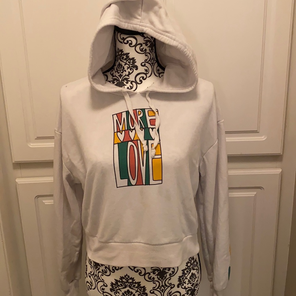 White “Love More” Hoodie.